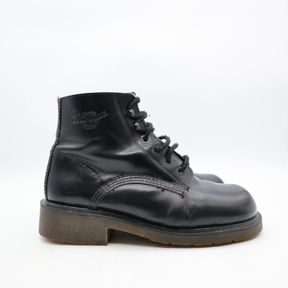 Dr. Martens Men's Size UK 8 / US 9 Smooth Black  Leather Lace-up Boots England - Picture 1 of 13